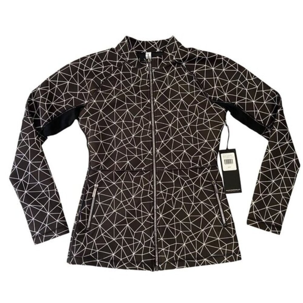 Karma athletic fitted jacket black white pattern Clara Shatter Glass mesh Medium